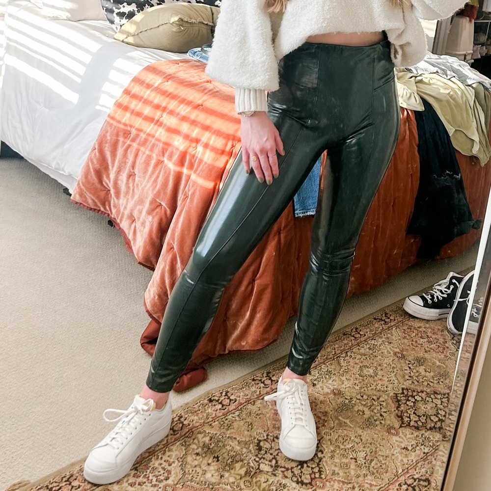 Spanx Green Leather Leggings
